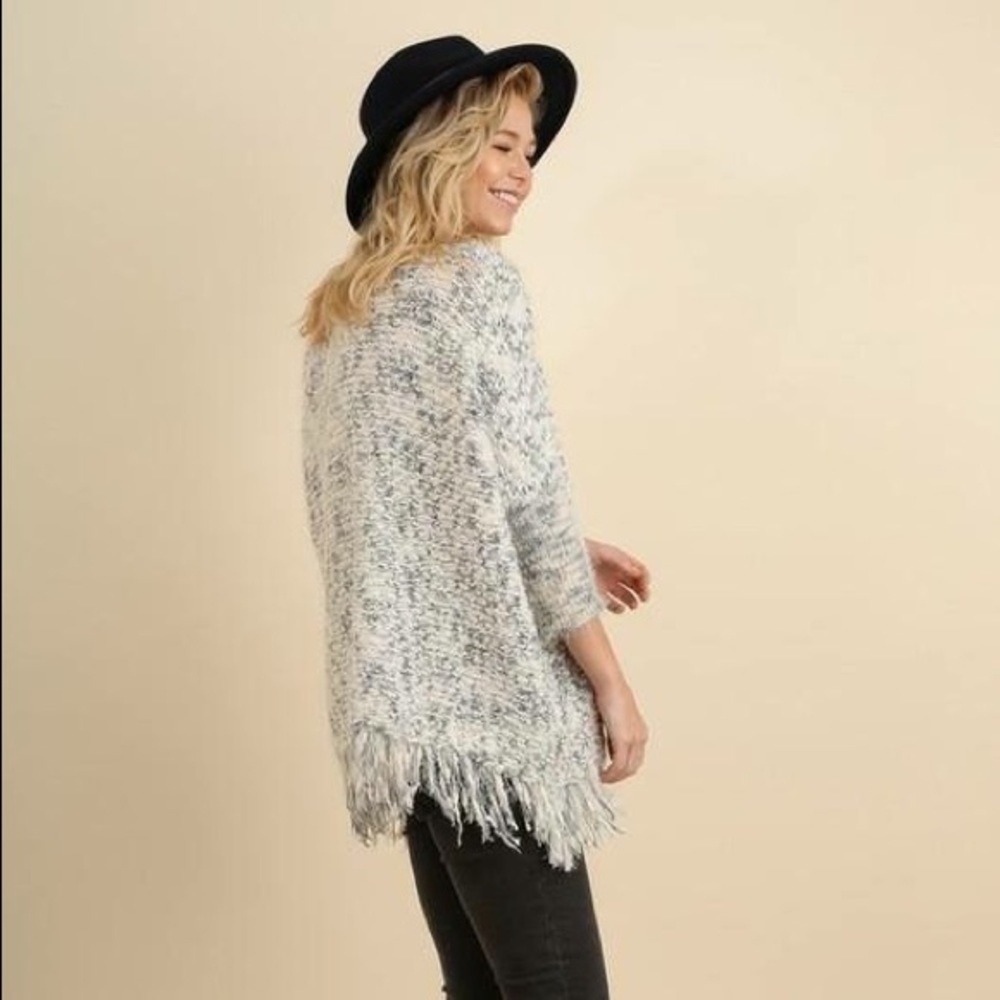 Marbled fringe sweater